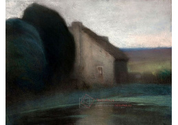 Jakub Schikaneder - Krajina s rybníkem a dům v podvečer
