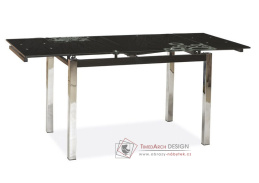 GD-017, jídelní stůl rozkládací, chrom / černé sklo