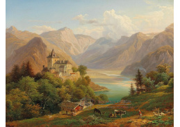 DDSO-4726 Franz Xaver Reinhold - Pohled na Rudolfsturm a jezero Hallstatt