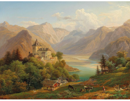 DDSO-4726 Franz Xaver Reinhold - Pohled na Rudolfsturm a jezero Hallstatt