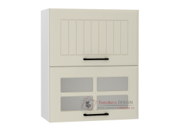 INGRID, horní skříňka 2-dveřová výklopná s vitrínou W60GRF2SD, bílá / coffee