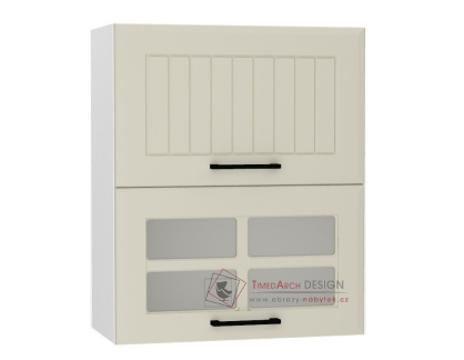 INGRID, horní skříňka 2-dveřová výklopná s vitrínou W60GRF2SD, bílá / coffee