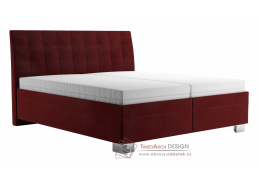 SARA, čalouněná postel 160x200cm, látka vínově červená / matrace IVANA PLUS