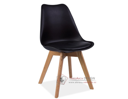 KRIS, jídelní židle, dub / černý plast / ekokůže černá
