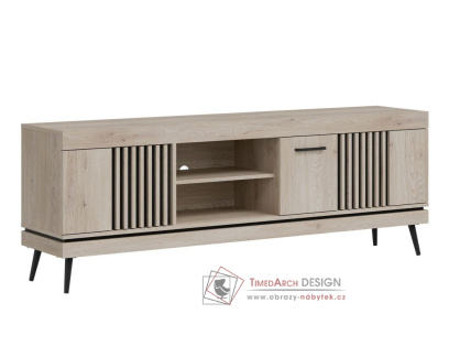 MATI MI02, televizní stolek 3-dveřový, dub cremona / černá