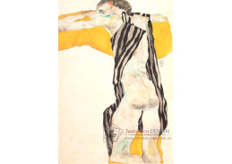 VES 100 Egon Schiele - Ležící nahá žena v pruhované haleně