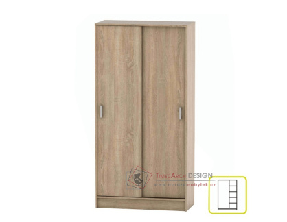 BETTY 4 BE04-003-00, šatní skříň s posuvnými dveřmi 90cm, dub sonoma