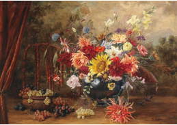 A-1315 Camilla Göbl-Wahl - Zátiší s bohatou kyticí květin se slunečnicí, jetelem, liliemi a růžemi
