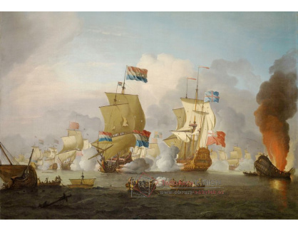 A-3090 Peter Monamy - Hořící HMS Royal James v bitvě u Solebay 28 května 1672