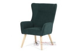 AK-314 GRN2, čalouněné křeslo - ušák, přírodní / látka zelená