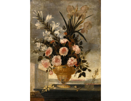 VKZ 531 Pedro de Camprobín - Zátiší kosatcemi, liliemi, růžemi a karafiáty