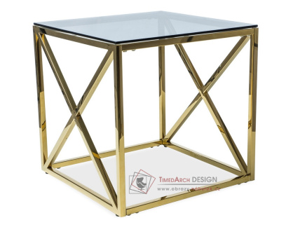 ELISE B, konferenční stolek, zlatá / kouřové sklo