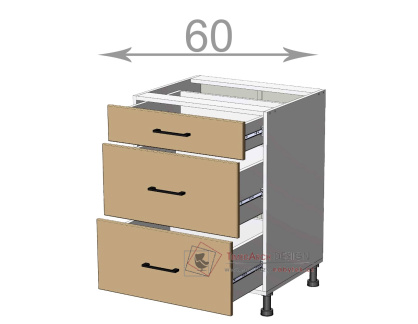 dolní skříňka se zásuvkami š.60, v.82, Modena LD12S6082, bílá/antracit
