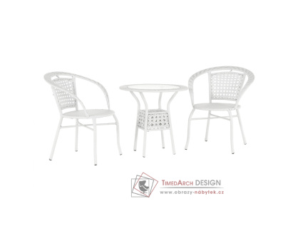 JENAR, zahradní ratanový set 1+2, bílá