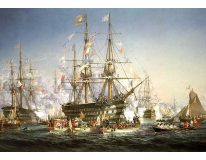 VL187 Jules Noel - Příjezd Napoleona a královny Viktorie na lodi Bretagne do Cherbourgu 5 srpna 1858