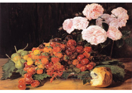 VKZ 106 Ferdinand Georg Waldmüller - Zátiší s růžemi, jahodami a chlebem