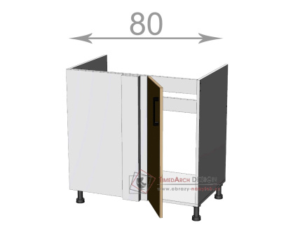 dolní rohová dřezová skříňka š.80, v.82, Horizon BCS80821, grafit/dub clubhouse