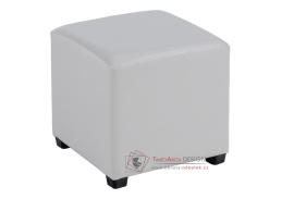 NIKI NEW, taburet, textilní PU kůže bílá