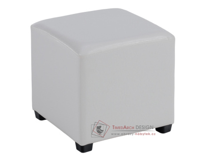 NIKI NEW, taburet, textilní PU kůže bílá