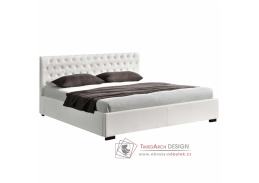 DORLEN 2 NEW, čalouněná postel s ÚP 163x200cm, ekokůže bílá