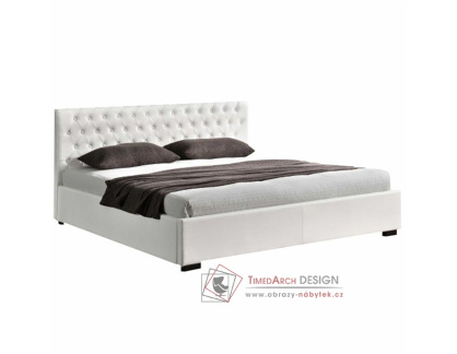 DORLEN 2 NEW, čalouněná postel s ÚP 163x200cm, ekokůže bílá
