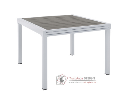 DORIO, zahradní rozkládací stůl 100-200x100cm, bílá ocel / šedá