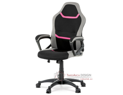 KA-L611 PINK, kancelářská židle, látka černá + šedá + růžová