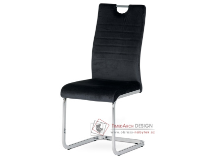 DCL-416 BK4, jídelní židle, chrom / látka černý samet