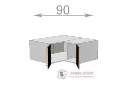 horní rohová nástavba š.90, v.36, Kaiser MC909036, bílá/bordó lesk