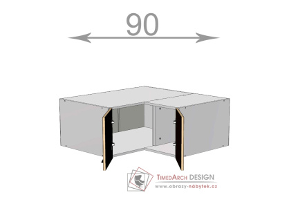 horní rohová nástavba š.90, v.36, Kaiser MC909036, bílá/bordó lesk