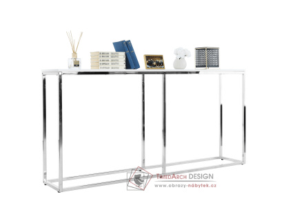 KORNIS, konzolový stolek 160x30cm, chrom / bílá