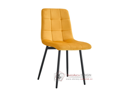RAMITA 3, jídelní židle, černá / látka velvet žlutá