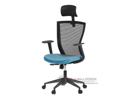 KA-V328 BLUE, kancelářská židle, látka světle modrá / černá síťovina