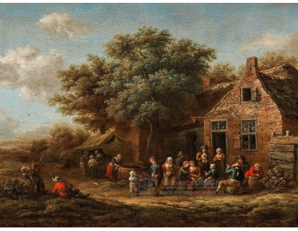 A-1649 Barend Gael - Šťastná společnost před vesnickým hostincem