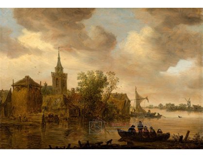 A-2275 Jan van Goyen - Výhled na řeku s kostelem a statkem
