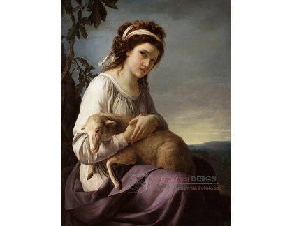 A-3173 Jeanne-Louise Vallain - Portrét mladé ženy držící jehně