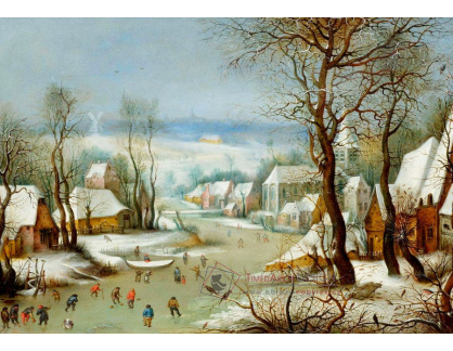 DDSO-3695 Jan Brueghel - Zimní krajina s ptáky