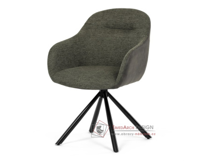 DCH-Y1143 GRN2, jídelní otočné křeslo, černá / látka zelená + tmavě šedá
