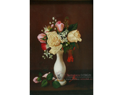 VKZ 44 S. E. Davis - Květinové zátiší se žlutými a růžovými růžemi