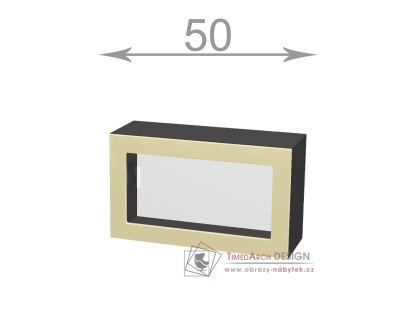 horní vysoká výklopná vitrína š.50, v.46, Horizon W5046G, grafit/ořech tmavý