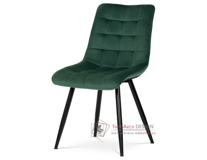 CT-384 GRN4, jídelní židle, černá / látka sametová zelená