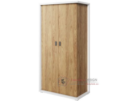 SOMAS 02, šatní skříň 2-dveřová 100cm, bílá / ořech natural