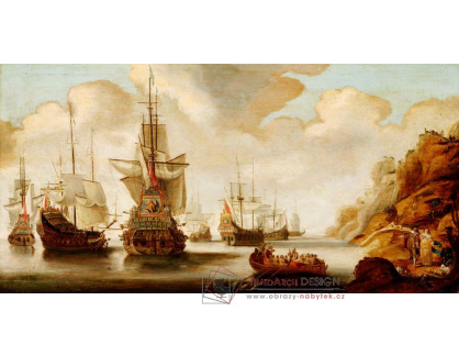 A-1229 Jacob Bellevois - Francouzská eskadra na skalnatém pobřeží