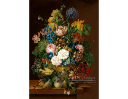 A-4874 Johann Baptist Drechsler - Smíšené květiny v měděné váze