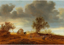 DDSO-5327 Salomon van Ruysdael - Postavy na cestě při západu slunce