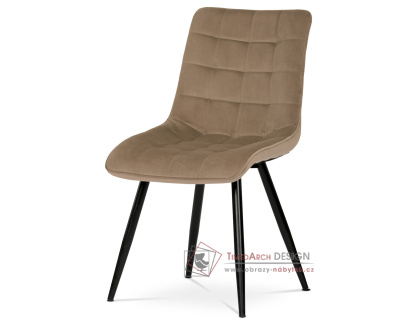 CT-384 CAP4, jídelní židle, černá / látka sametová cappucino