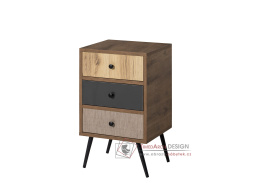 FAIRWAY, komoda se 3-mi zásuvkami, ořech / vícebarevná