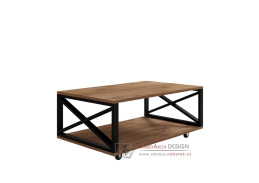 REFIA, konfereční stolek na kolečkách 98x60cm, borovice Atlantic / černá