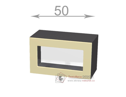 horní výklopná vitrína š.50, v.36, Horizon W5036G, grafit/dub přímořský