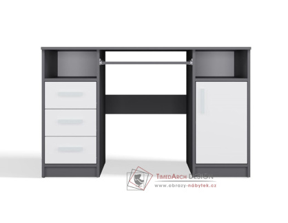 DELVIN, psací stůl, antracit / bílá